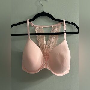 Victoria’s Secret pink lace back front clasp bra light lined 32DDD